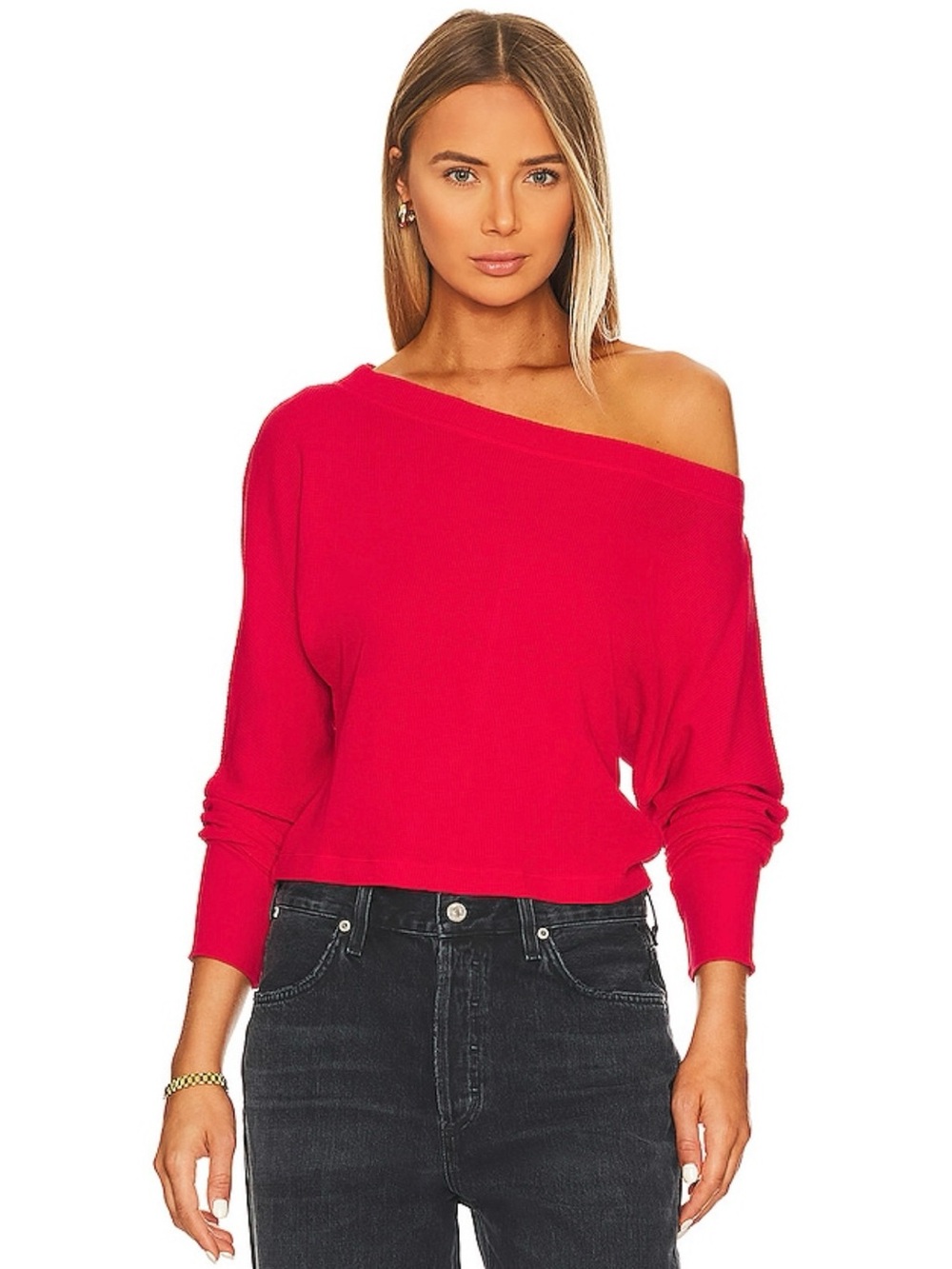 Bobi Off the Shoulder Top in Red Hot, Size X Small
